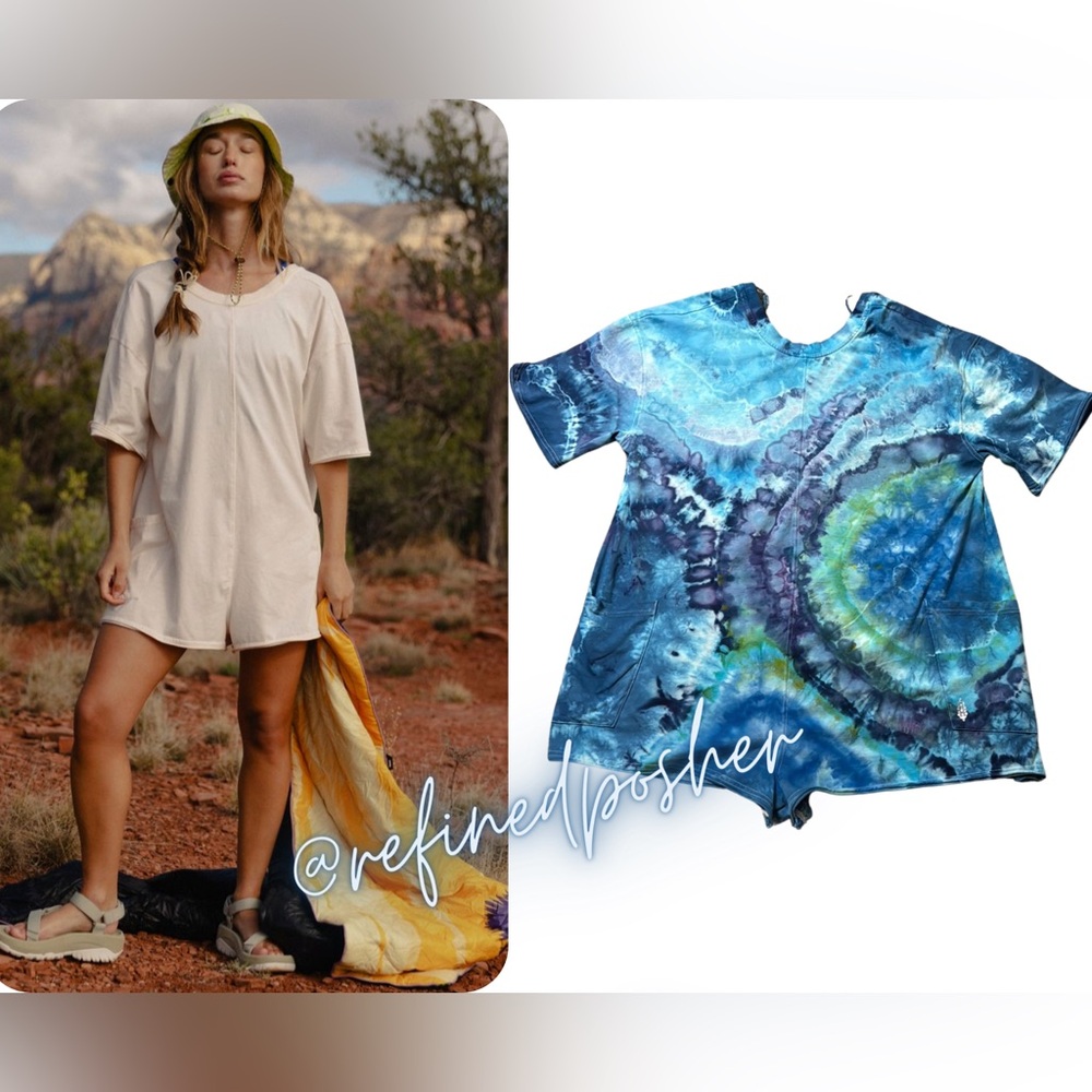 Free People Movement Hot Shot Tee Romper size Small NEW Bamboo Tie Dye